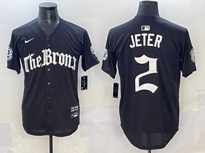 Men 2025 New York Yankees #2 Jeter Black Five generations Joint Name Nike MLB Jersey style 1->new york yankees->MLB Jersey
